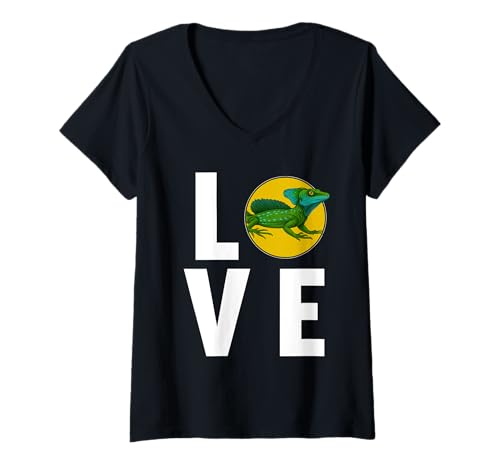 Damen Basilisken Basilisk T-Shirt mit V-Ausschnitt von Basilisken Basilisk Tier Shop