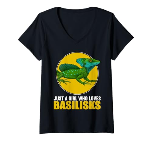 Damen Basilisken Basilisk T-Shirt mit V-Ausschnitt von Basilisken Basilisk Tier Shop