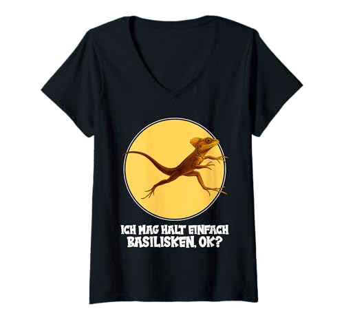 Damen Basilisken Basilisk T-Shirt mit V-Ausschnitt von Basilisken Basilisk Tier Shop