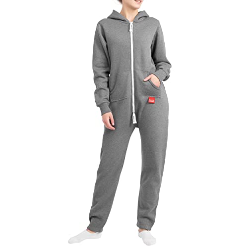 Basisstoff Jumpi Damen Jumpsuit Overall Onesie Einteiler Dunkelgrau Gr. L von Basisstoff