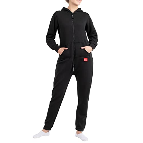 Basisstoff Jumpi Damen Jumpsuit Overall Onesie Einteiler Schwarz Gr. S von Basisstoff