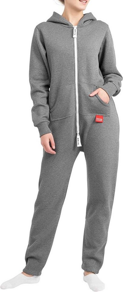 Basisstoff Jumpsuit Damen Jumpsuit Overall Onesie Einteiler Hausanzug Baumwolle von Basisstoff