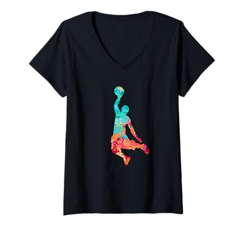 Damen Basketball Spieler T-Shirt mit V-Ausschnitt Damen Basketball Spieler T-Shirt mit V-Ausschnitt von Basketball Designs