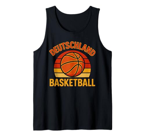 Herren Retro Sonnenuntergang Deutschland Basketba Tank Top von Basketball Deutschland Sport Geschenk für Trainer
