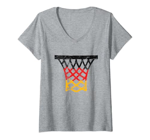 Damen Deutschland Basketball T-Shirt mit V-Ausschnitt von Basketball Deutschland