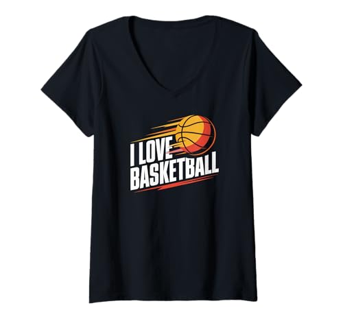 Damen Ich Liebe Basketball, leidenschaftlicher Spielgeist T-Shirt mit V-Ausschnitt Damen Ich Liebe Basketball, leidenschaftlicher Spielgeist T-Shirt mit V-Ausschnitt von Basketball Enthusiast Lifestyle Collection
