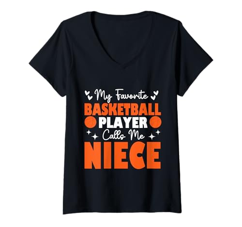 Damen Mein Lieblingsbasketballspieler nennt mich Nichte Muttertag T-Shirt mit V-Ausschnitt Damen Mein Lieblingsbasketballspieler nennt mich Nichte Muttertag T-Shirt mit V-Ausschnitt von Basketball Lover Sport Basketball Player Family