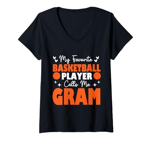 Damen Mein Lieblingsbasketballspieler nennt mich Oma Muttertag T-Shirt mit V-Ausschnitt Damen Mein Lieblingsbasketballspieler nennt mich Oma Muttertag T-Shirt mit V-Ausschnitt von Basketball Lover Sport Basketball Player Family