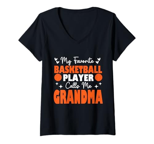 Damen Mein Lieblingsbasketballspieler nennt mich Oma Muttertag T-Shirt mit V-Ausschnitt Damen Mein Lieblingsbasketballspieler nennt mich Oma Muttertag T-Shirt mit V-Ausschnitt von Basketball Lover Sport Basketball Player Family