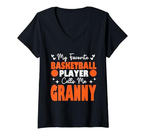 Damen Mein Lieblingsbasketballspieler nennt mich Oma Muttertag T-Shirt mit V-Ausschnitt Damen Mein Lieblingsbasketballspieler nennt mich Oma Muttertag T-Shirt mit V-Ausschnitt von Basketball Lover Sport Basketball Player Family