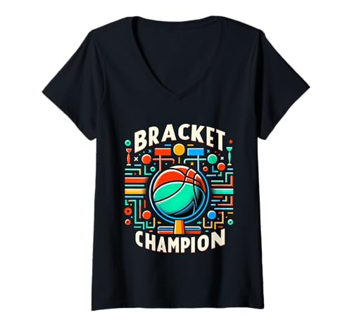 Damen Bracket Champion Basketball Winner Player Sports |- T-Shirt mit V-Ausschnitt von Basketball -Sieg und Sport