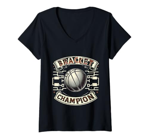Damen Bracket Champion Basketball Winner Player Sports ||- T-Shirt mit V-Ausschnitt von Basketball -Sieg und Sport