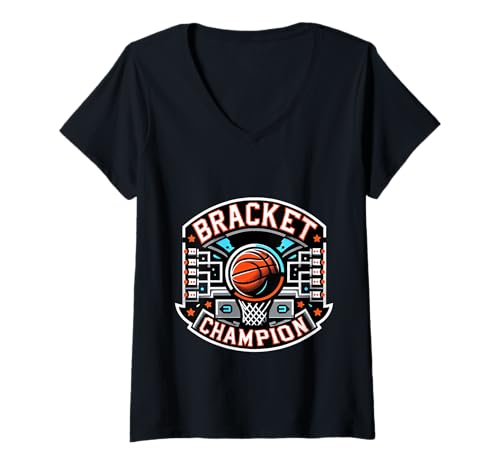 Damen Bracket Champion Basketball Winner Player Sports |||- T-Shirt mit V-Ausschnitt von Basketball -Sieg und Sport