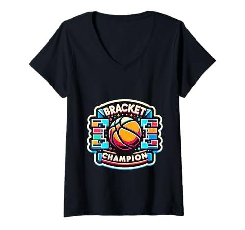 Damen Bracket Champion Basketball Winner Player Sports ||- T-Shirt mit V-Ausschnitt von Basketball -Sieg und Sport
