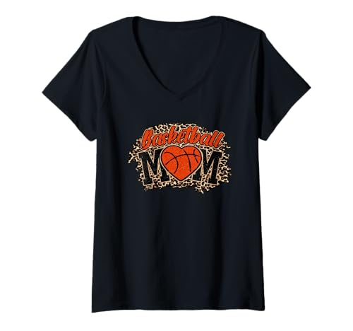 Damen Basketball Mom - Basketball T-Shirt mit V-Ausschnitt von Basketball Sports Coach and Player Fan Merch