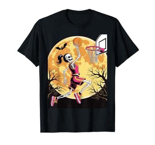 Halloween Mädchen Basketball Spieler Skelett Gruselsport Damen T-Shirt von Basketball Tees NYC