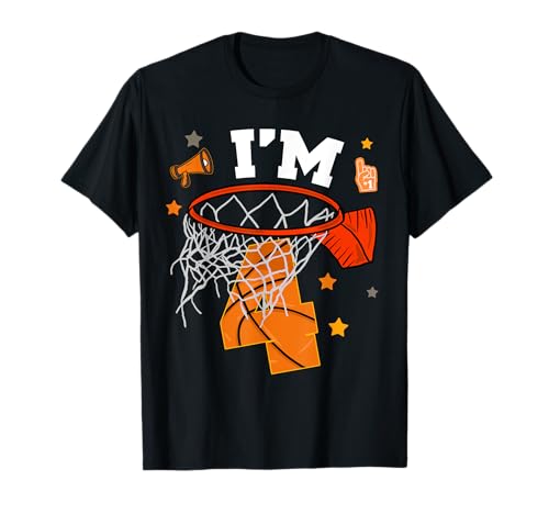 4. Geburtstag Basketball Boy 4 Jahre alt Four Years Bday T-Shirt von Basketball Themed Birthday Matching Boy Apparel