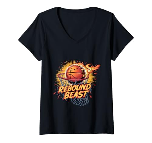 Damen Rebound Beast Basketball -Wettbewerbsspieler T-Shirt mit V-Ausschnitt Damen Rebound Beast Basketball -Wettbewerbsspieler T-Shirt mit V-Ausschnitt von Basketball -Wettbewerbsdominator