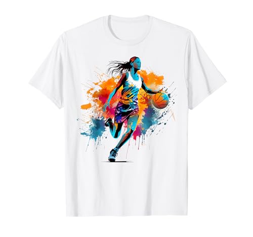 Bemalte Basketballspieler Frauen künstlerische Mädchen Basketball T-Shirt Bemalte Basketballspieler Frauen künstlerische Mädchen Basketball T-Shirt von Basketball Women Basketball player Girl
