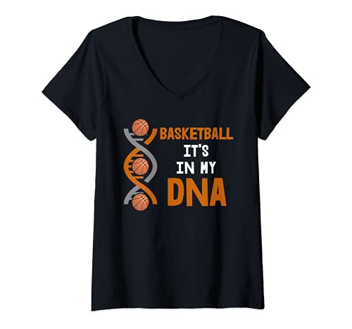 Damen Basketball ist in meiner DNA T-Shirt mit V-Ausschnitt von Basketballspieler Geschenk