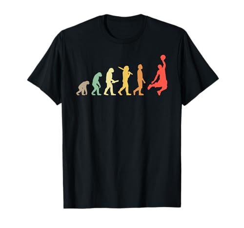 Basketballspieler Geschenkideen Retro Basketball Evolution T-Shirt, Herren, Schwarz, S, Klassische Passform, Kurzarm, Crew-Ausschnitt von Basketballspieler Geschenkideen