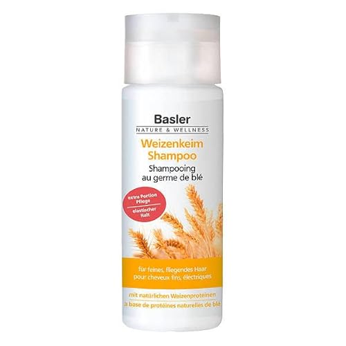 Basler Weizenkeim Shampoo Flasche 200 ml | Shampoo vegan | Damen-Shampoo für dünnes feines Haar von Basler