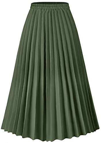 Damenrock, Leopardenmuster, Midi-Rock, hohe Taille, A-Linie, Grün , X-Groß Damenrock, Leopardenmuster, Midi-Rock, hohe Taille, A-Linie, Grün , X-Groß von Basoteeuo