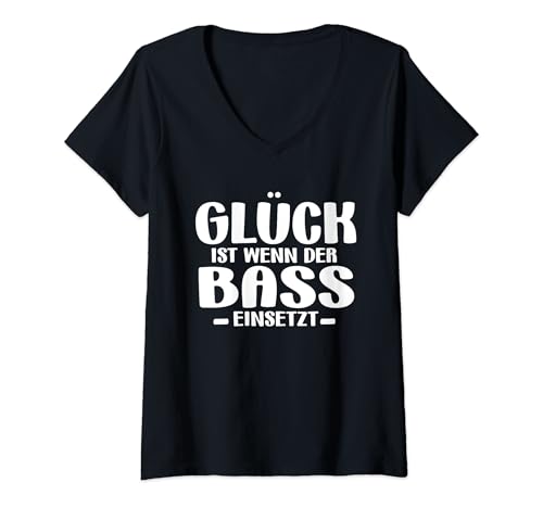 Damen Glück ist wenn der Bass einsetzt Glitch T-Shirt mit V-Ausschnitt Damen Glück ist wenn der Bass einsetzt Glitch T-Shirt mit V-Ausschnitt von Bass Club Clubbing Hard Bass Jumpstyle Dubstep