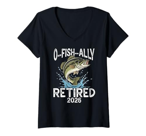 Damen O-Fish-Ally Retired 2026 Humor Witzig Ruhestand Angeln T-Shirt mit V-Ausschnitt Damen O-Fish-Ally Retired 2026 Humor Witzig Ruhestand Angeln T-Shirt mit V-Ausschnitt von Bass Fishing Enthusiast Im Ruhestand