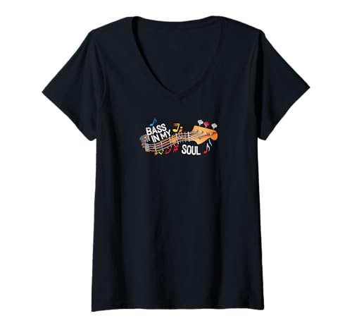 Damen Bass In My Soul Guitar Players Musician Music Lover T-Shirt mit V-Ausschnitt Damen Bass In My Soul Guitar Players Musician Music Lover T-Shirt mit V-Ausschnitt von Bass Players Soulful Grooves