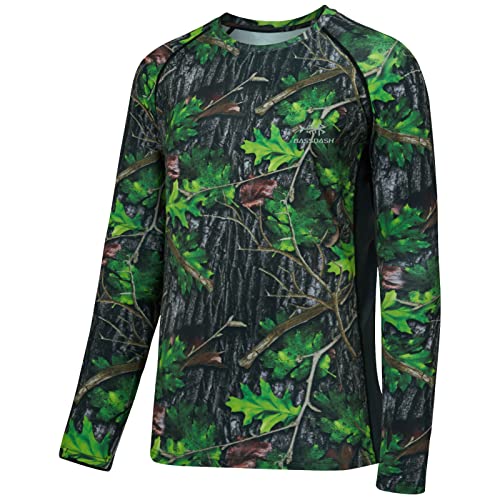 BASSDASH Herren Jagd Camo Performance Langarm Shirt Angeln UPF50+ FS13M, Grünes Blatt, 4X-Groß von Bassdash