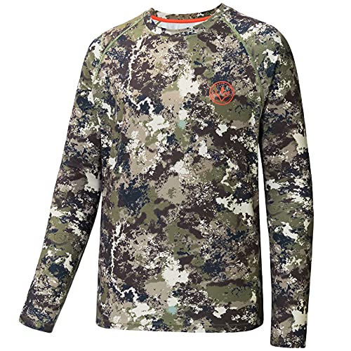 BASSDASH Herren Jagd Sonnenshirt UPF 50 Leichte Camo Performance Langarm Stretch Angeln Wandern Taktische Tees, Grunge, Camouflage, XL von Bassdash