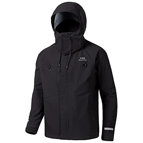 BASSDASH Valor Wasserdichte Angeljacken für Herren Damen Atmungsaktiv Winddicht Regenjacke, Schwarz, S von Bassdash