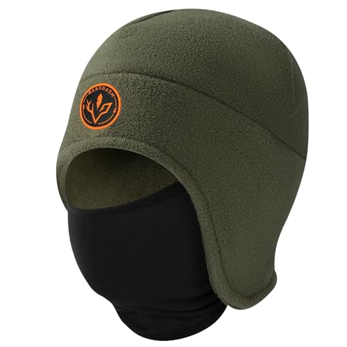 Bassdash Beanie Mütze Wintermütze 2-in-1 Mütze aus Weichem Fleece mit Skimasken Ohrenklappe Angel und Jagd Mütze für Herren und Damen bei Kaltem Wetter von Bassdash