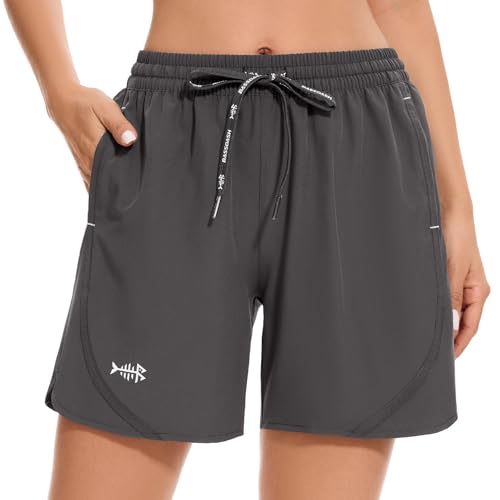 Bassdash Damen 5" Angeln Wanderhose Stretch Shorts UPF 50 + Wasserdicht Schnell Trocken Sportlich Wandern Shorts mit Taschen FP05W von Bassdash