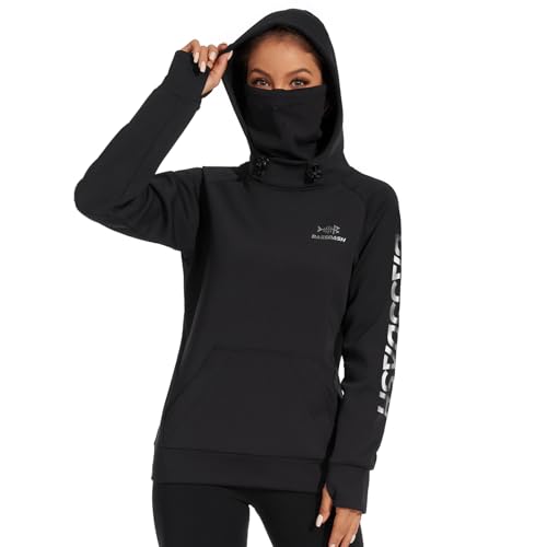 Bassdash Damen Fleece Hoodie Warmer Pullover Kapuzenpullover mit Schlauchschal Wasserdicht Wandern Jagd Angeln Sweatshirt von Bassdash