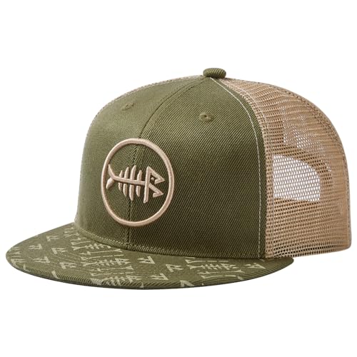 Bassdash Flache Trucker Cap Verstellbar Snapback Cap Baseballkappen Mesh Rückseite für Herren Damen Angeln Jagd von Bassdash