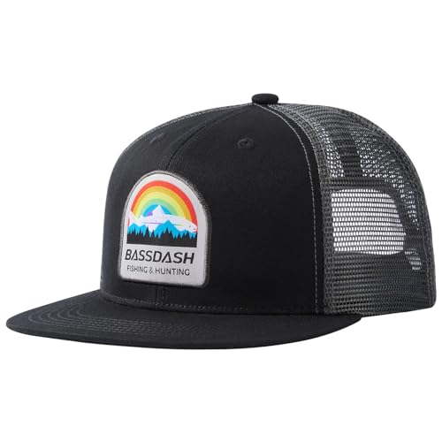 Bassdash Flache Trucker Cap Verstellbar Snapback Cap Baseballkappen Mesh Rückseite für Herren Damen Angeln Jagd von Bassdash