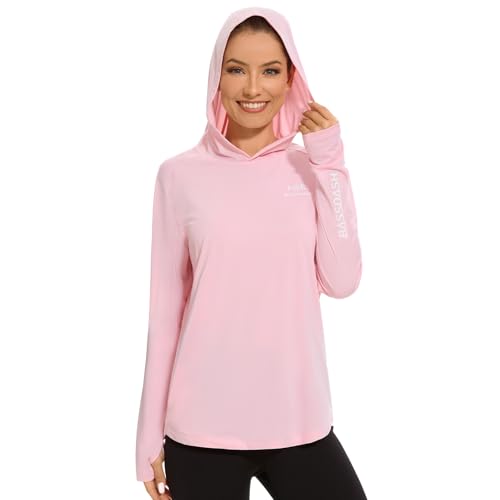 Bassdash Frauen UPF 50+ Langarm Fischereishodie Hemd mit Tasche Sonnenschutz Leichte Kapuze -Hemden FS04W von Bassdash
