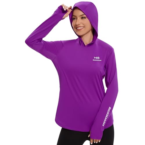 Bassdash Frauen UPF 50+ Langarm Fischereishodie Hemd mit Tasche Sonnenschutz Leichte Kapuze -Hemden FS04W von Bassdash