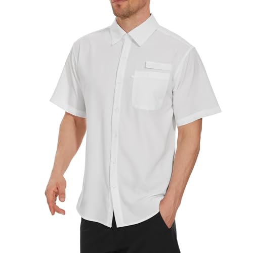 Bassdash Herren Angelhemd Sommer Freizeithemd Hawaiihemd UPF 50+ Kurzarm Button Down Blumen für Outdoor-Wandern und Camping von Bassdash