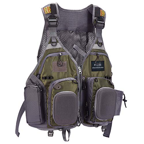 Bassdash Herren Angeln Weste Multifunktionsweste Anglerweste mit biszu max.20 Taschen für Fliegenfischen und Outdoor Freizeit von Bassdash