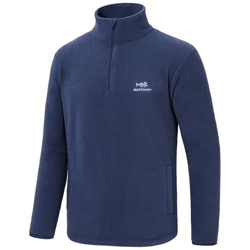 Bassdash Herren Jacke mit Viertelreißverschluss mittelschwerer Polarfleece Pullover warmes atmungsaktives Langarm Sweatshirt für den Außenbereich von Bassdash