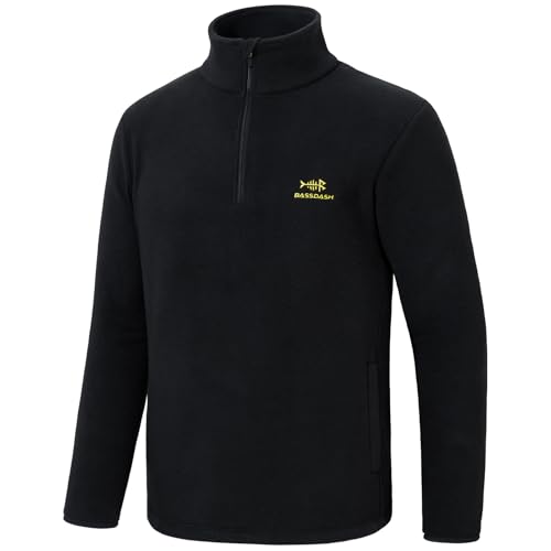 Bassdash Herren Jacke mit Viertelreißverschluss mittelschwerer Polarfleece Pullover warmes atmungsaktives Langarm Sweatshirt für den Außenbereich von Bassdash