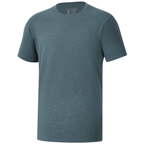 Bassdash Herren Kurzärmeliges T-Shirt ultraweicher Baumwollmischung UPF 50+ Sonnenschutz leicht kühlend Basic von Bassdash