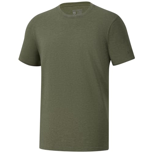Bassdash Herren Kurzärmeliges T-Shirt ultraweicher Baumwollmischung UPF 50+ Sonnenschutz leicht kühlend Basic von Bassdash