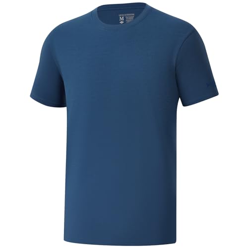 Bassdash Herren Kurzärmeliges T-Shirt ultraweicher Baumwollmischung UPF 50+ Sonnenschutz leicht kühlend Basic von Bassdash