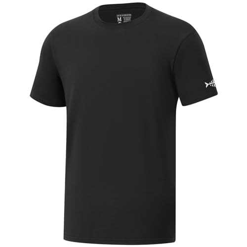 Bassdash Herren Kurzärmeliges T-Shirt ultraweicher Baumwollmischung UPF 50+ Sonnenschutz leicht kühlend Basic von Bassdash