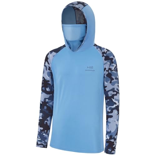 Bassdash Herren T-Shirt UPF 50+ Camouflage Kapuzenpulli mit Maske Langarm-Sonnenschutz Kapuzen zum Fischen und Wandern von Bassdash