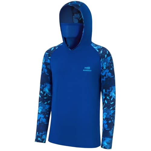 Bassdash Herren T-Shirt UPF 50+ Camouflage Kapuzenpulli mit Maske Langarm-Sonnenschutz Kapuzen zum Fischen und Wandern von Bassdash